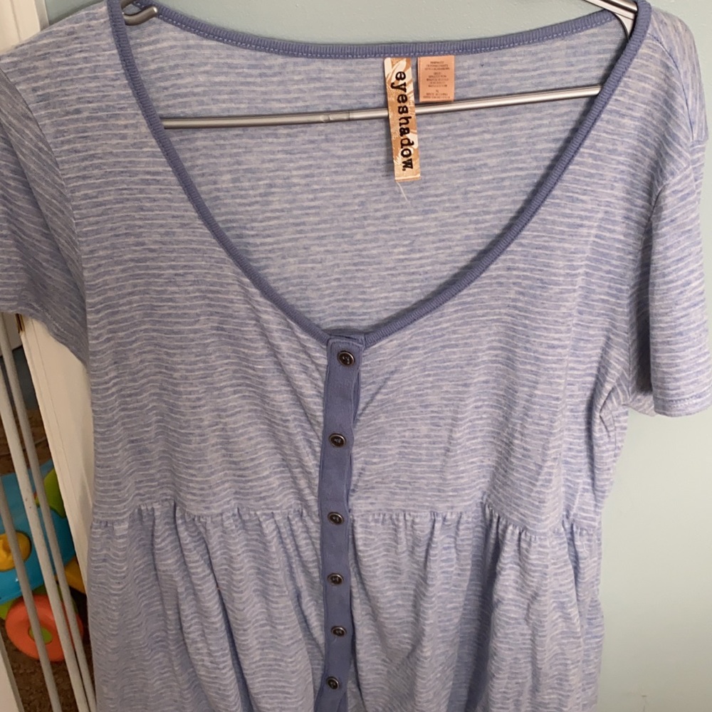 Blue button top